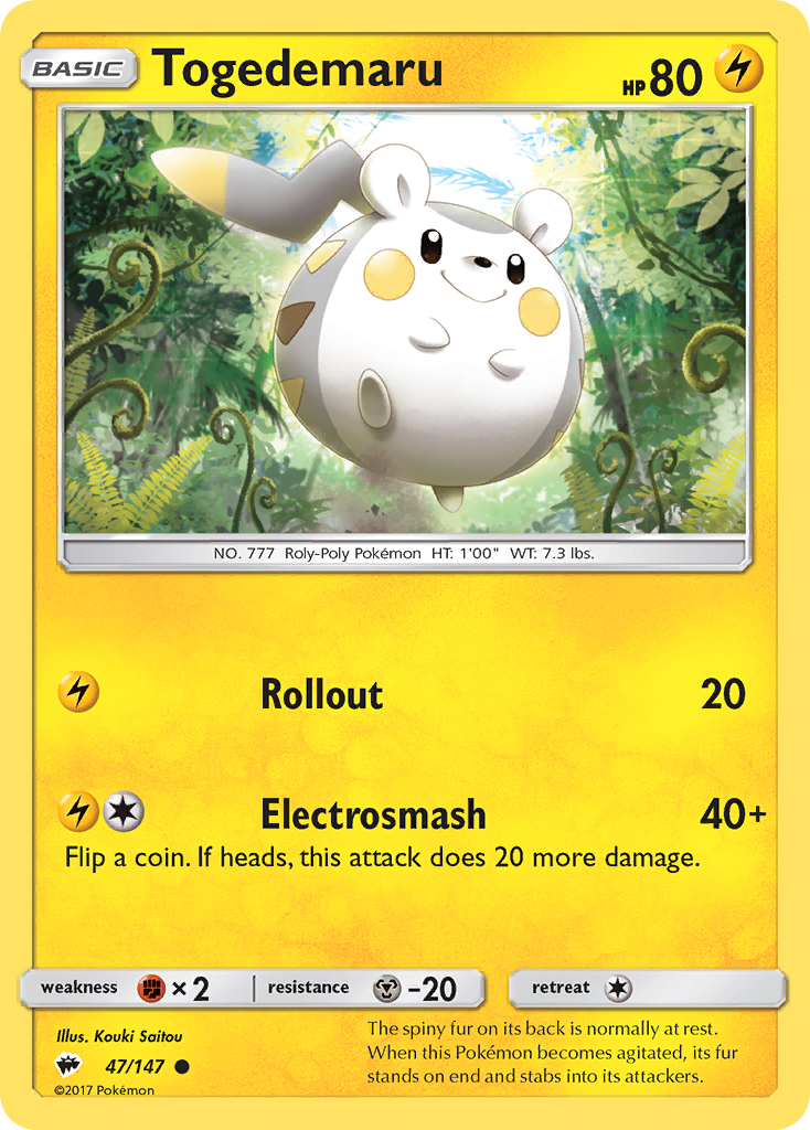 Togedemaru - 47/147 - Burning Shadows SM3 - Common
