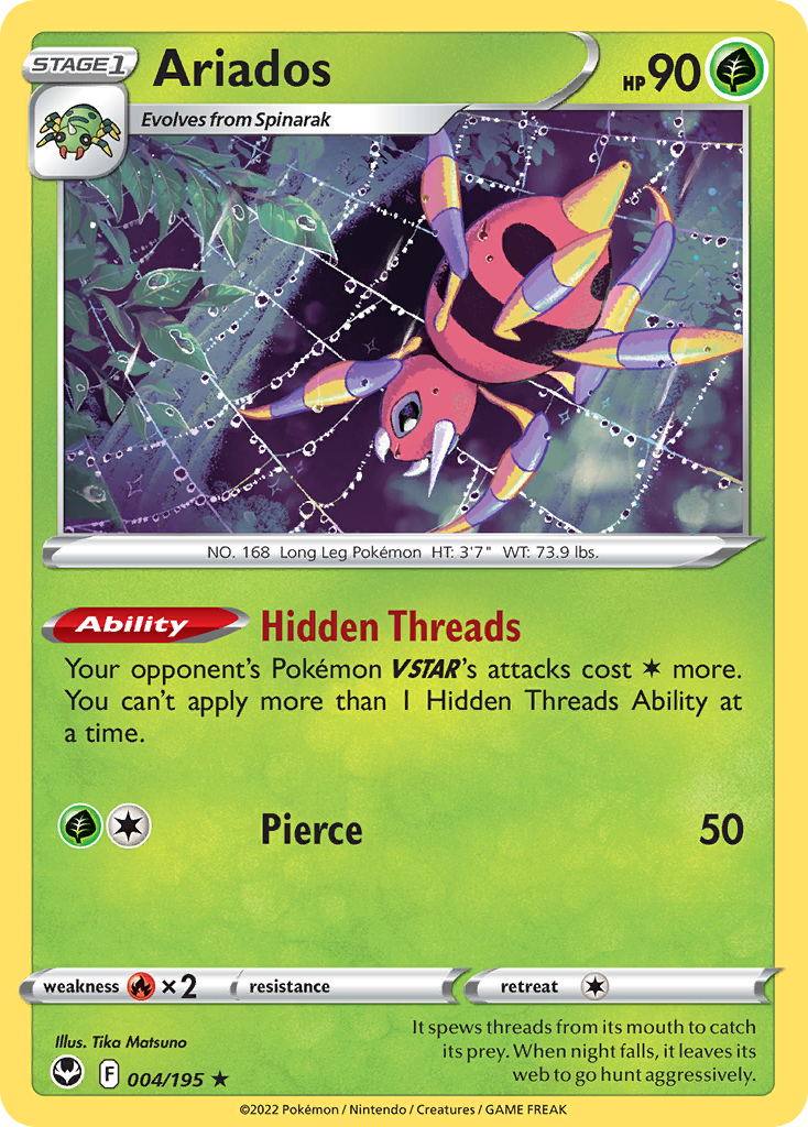 Ariados - 4/195 - Silver Tempest SWSH12 - Rare Holo