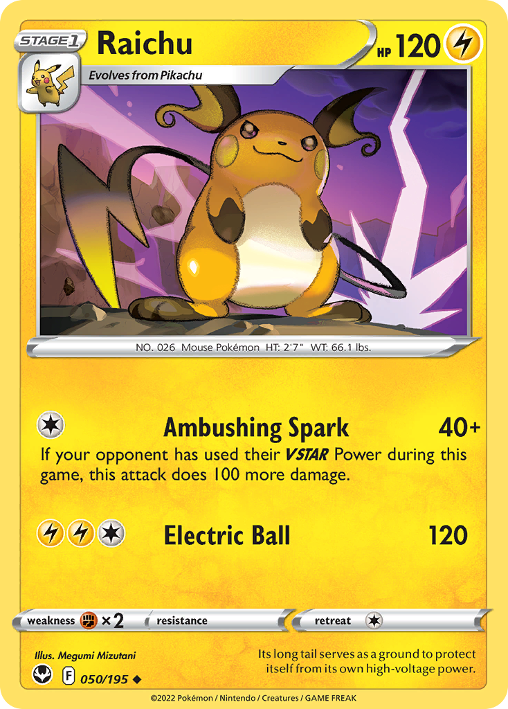 Raichu - 50/195 - Silver Tempest SWSH12 - Uncommon
