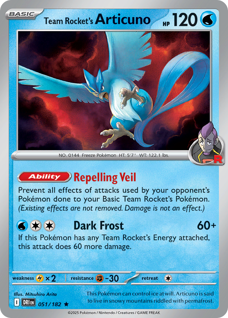 Team Rocket's Articuno - 51/182 - Destined Rivals SV10 - Rare
