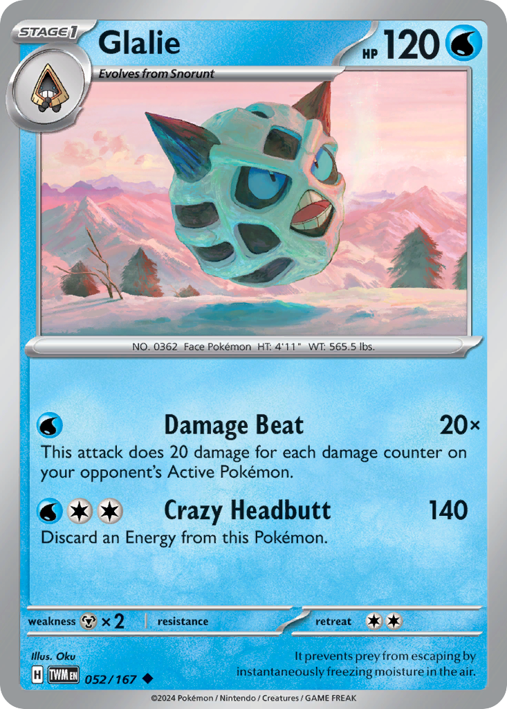 Glalie - 52/167 - Twilight Masquerade SV6 - Uncommon