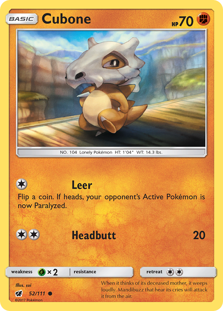Cubone - 52/111 - Crimson Invasion SM4 - Common