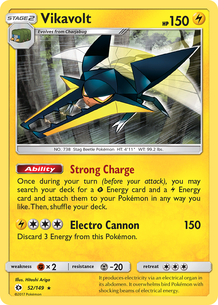 Vikavolt - 52/149 - Sun & Moon SM1 - Rare Holo