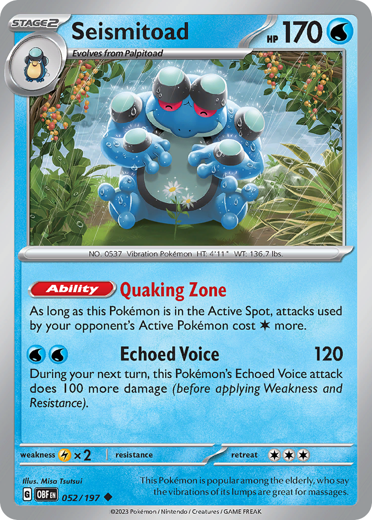 Seismitoad - 52/197 - Obsidian Flames SV3 - Uncommon