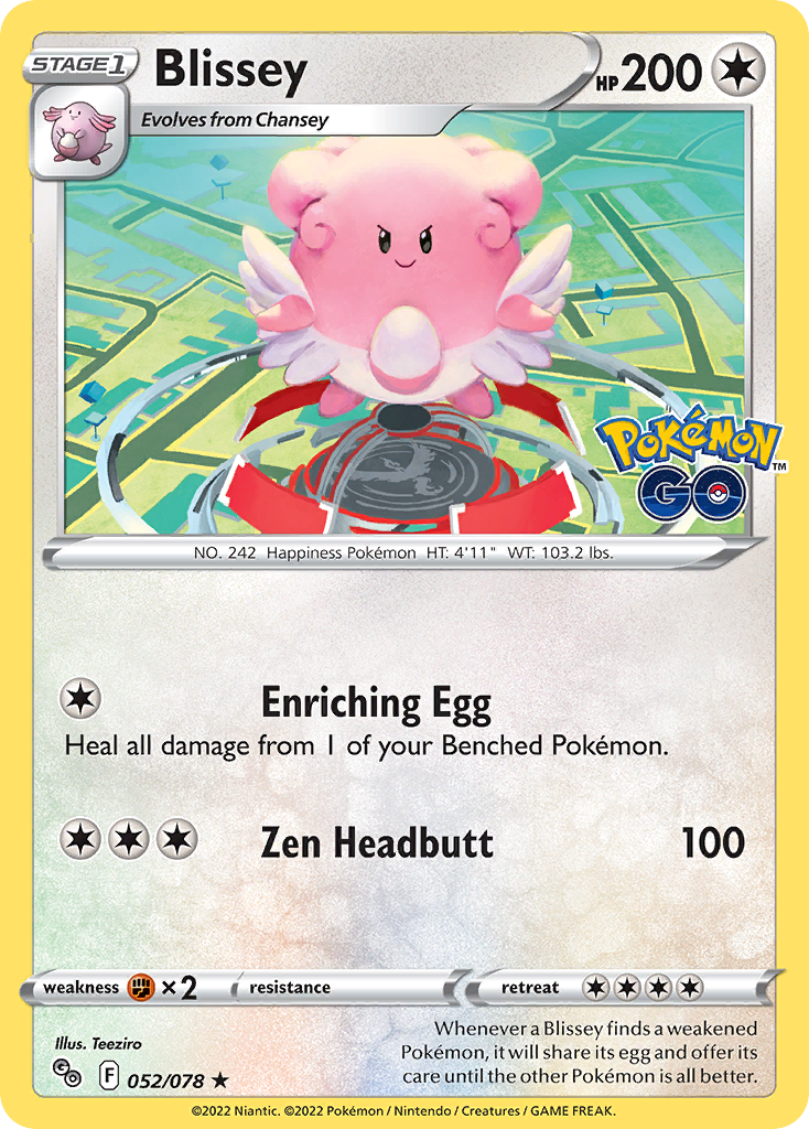 Blissey - 52/78 - Pokémon GO PGO - Rare Holo