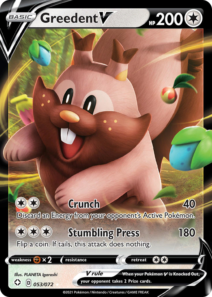 Greedent V - 53/72 - Shining Fates SWSH45 - Rare Holo V