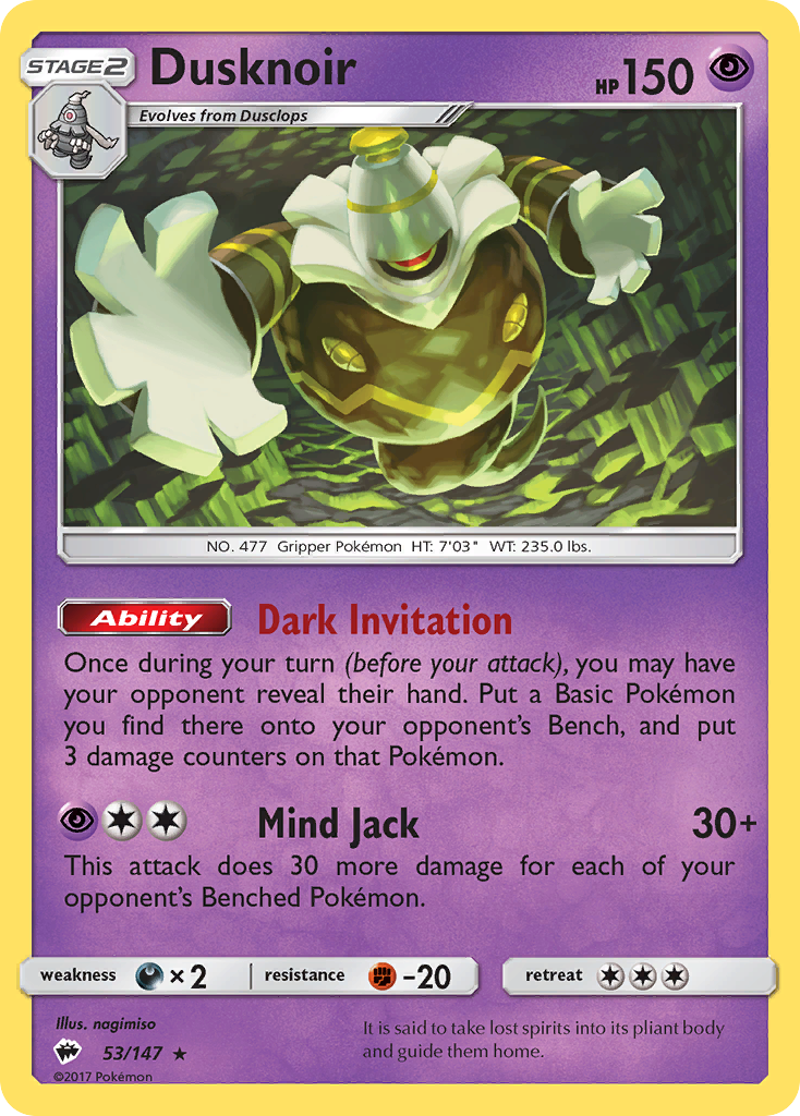 Dusknoir - 53/147 - Burning Shadows SM3 - Rare Holo