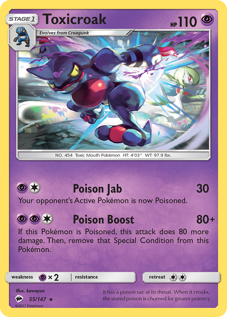 Toxicroak - 55/147 - Burning Shadows SM3 - Rare
