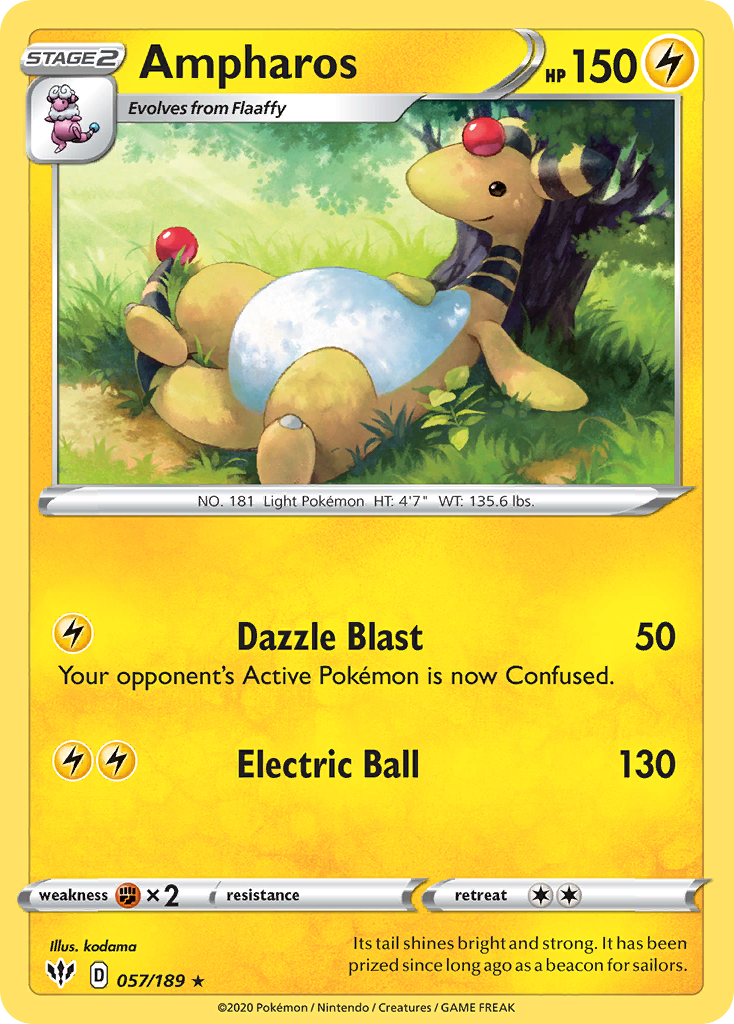 Ampharos - 57/189 - Darkness Ablaze SWSH3 - Rare