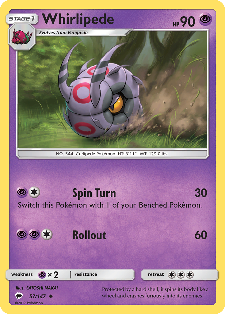 Whirlipede - 57/147 - Burning Shadows SM3 - Uncommon
