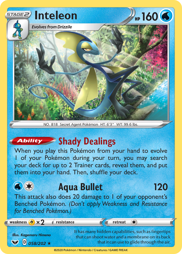 Inteleon - 58/202 - Sword & Shield SWSH1 - Rare Holo
