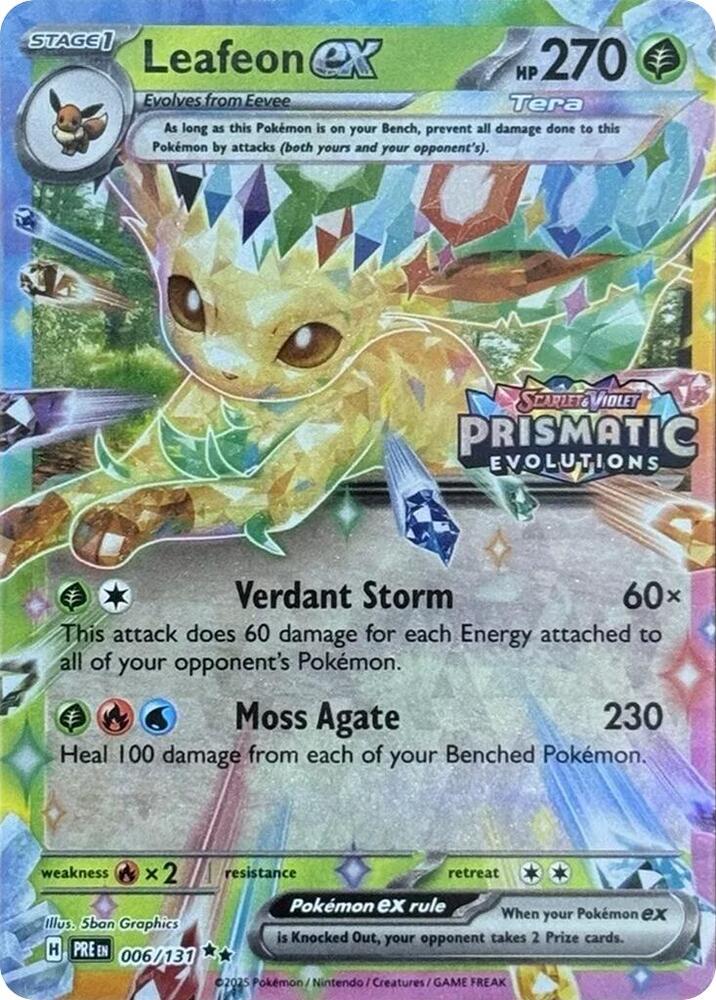 Leafeon ex - 6/131 - (Prismatic Evolutions Stamp) SV8PT5 - Double Rare