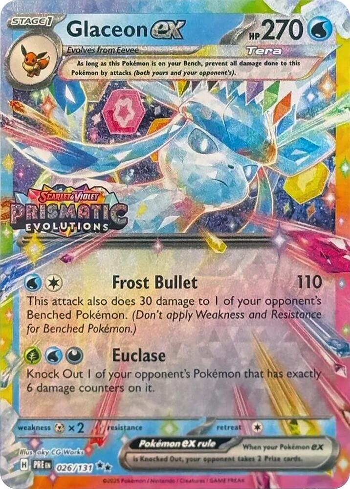Glaceon ex - 26/131 - (Prismatic Evolutions Stamp) SV8PT5 - Double Rare