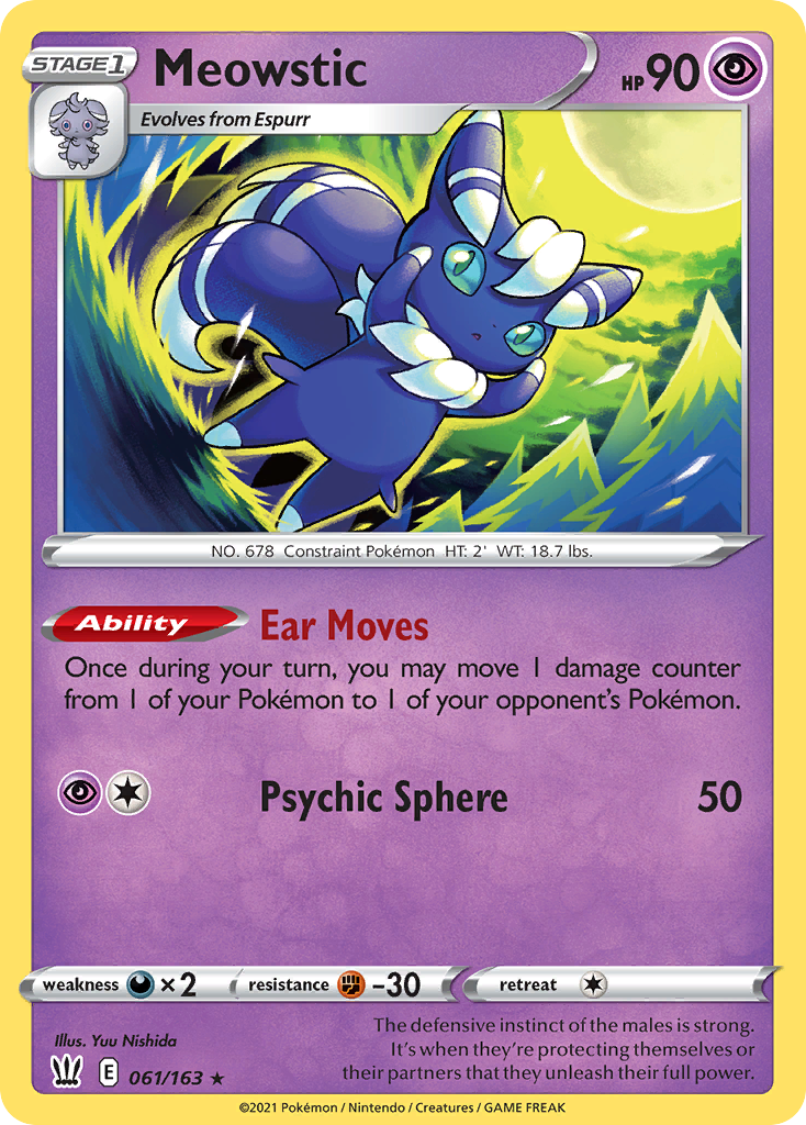Meowstic - 61/163 - Battle Styles SWSH5 - Rare Holo