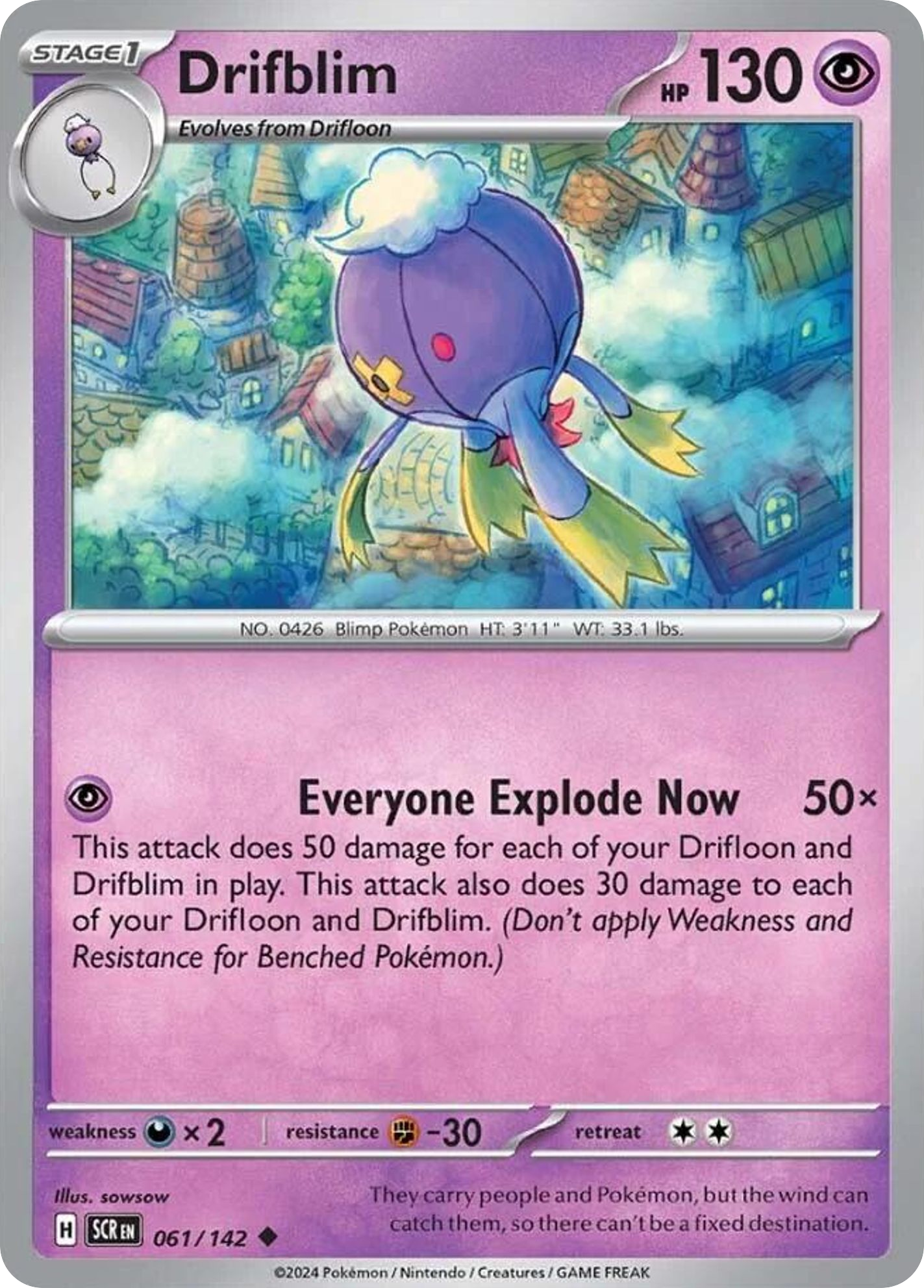 Drifblim - 61/142 - Stellar Crown SV7 - Uncommon