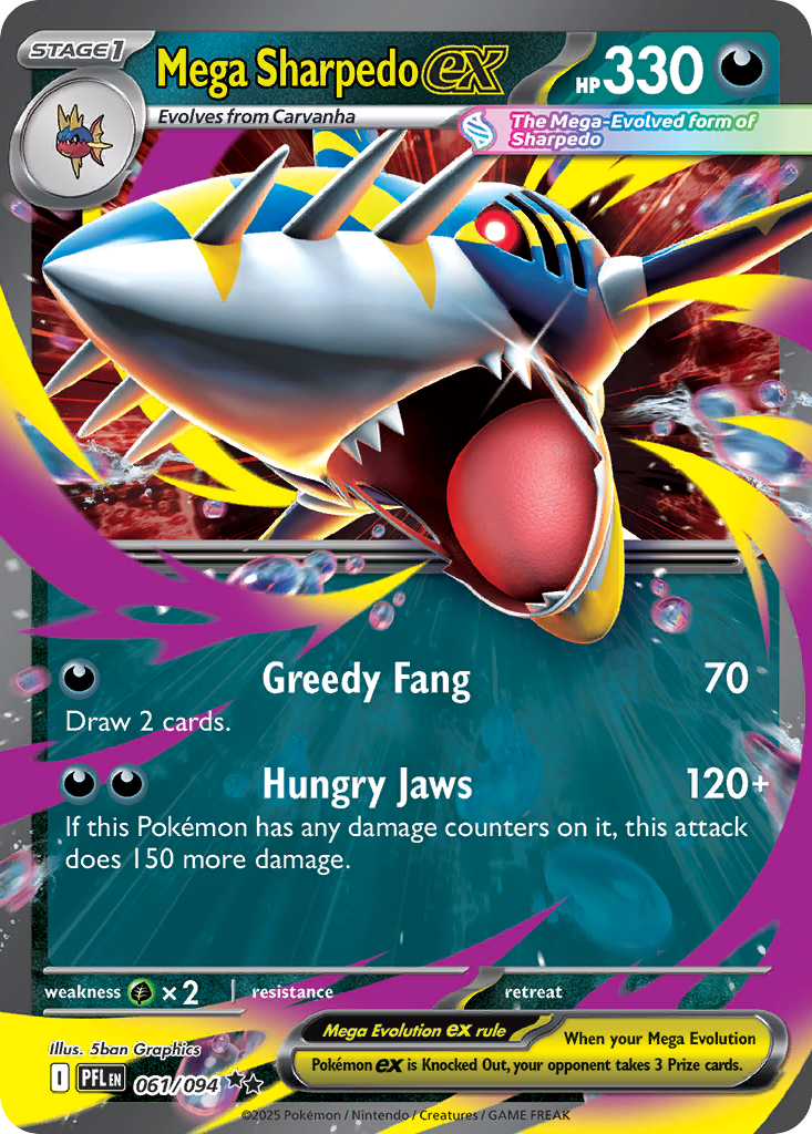 Mega Sharpedo ex - 61/94 - Phantasmal Flames ME2 - Double Rare