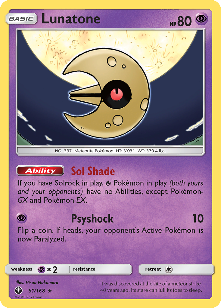 Lunatone - 61/168 - Celestial Storm SM7 - Rare Holo