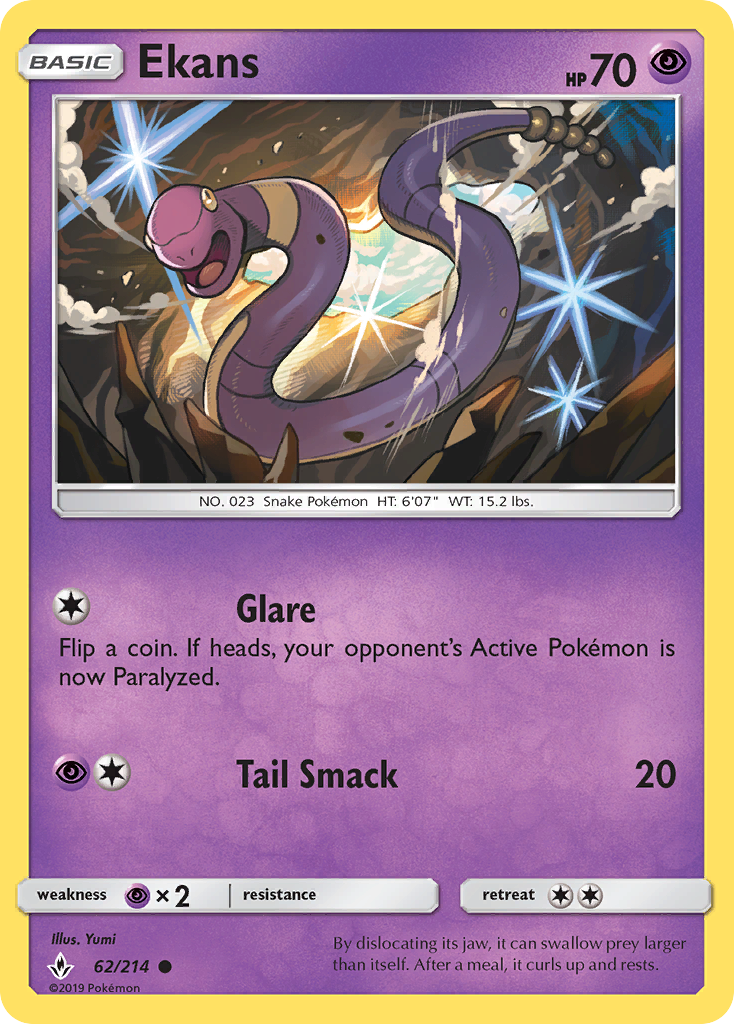 Ekans - 62/214 - Unbroken Bonds SM10 - Common