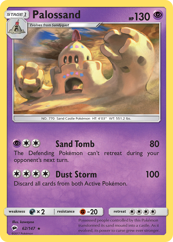 Palossand - 62/147 - Burning Shadows SM3 - Rare Holo