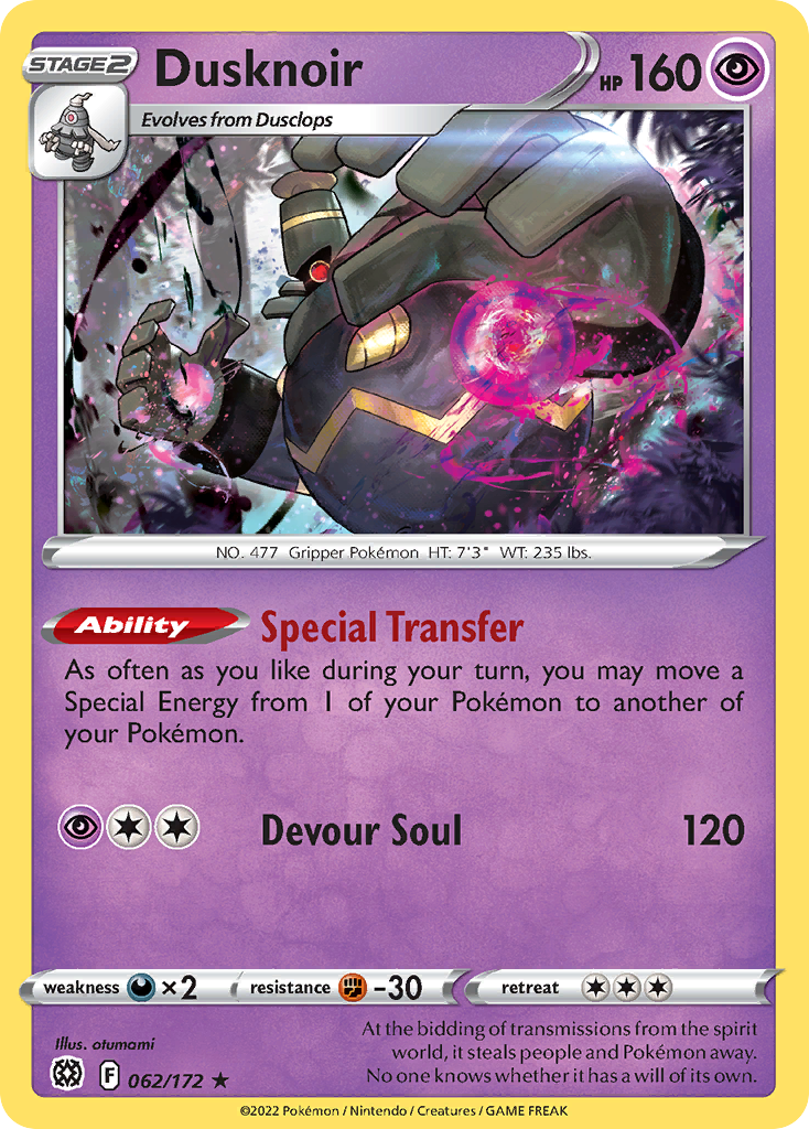 Dusknoir - 62/172 - Brilliant Stars SWSH9 - Rare Holo