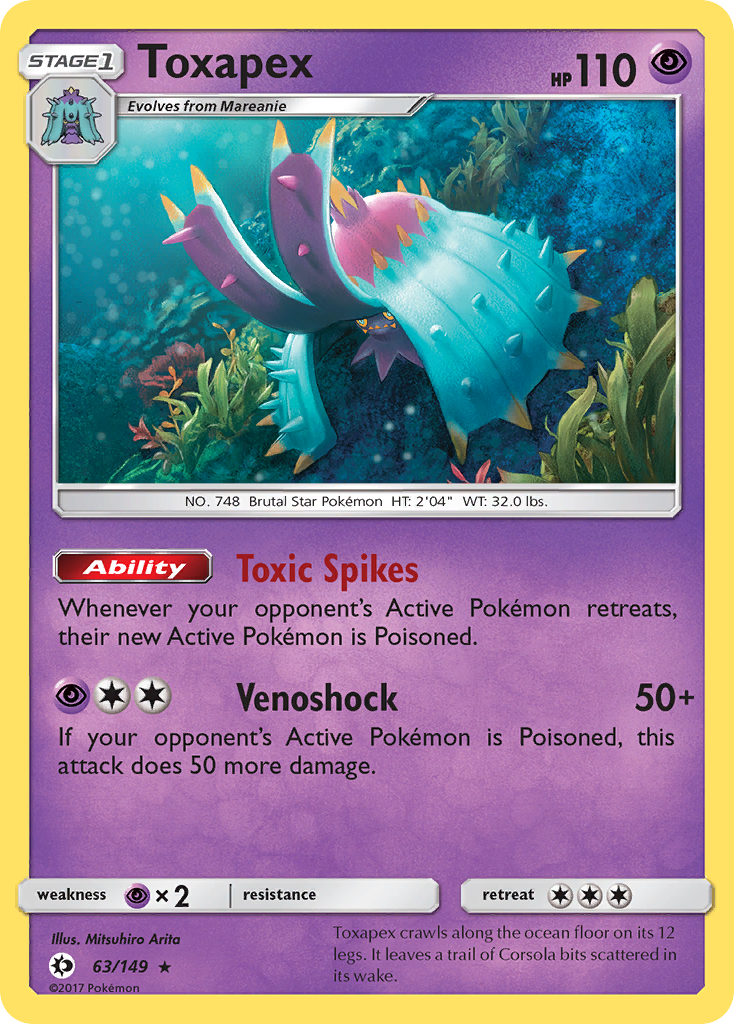 Toxapex - 63/149 - Sun & Moon SM1 - Rare Holo