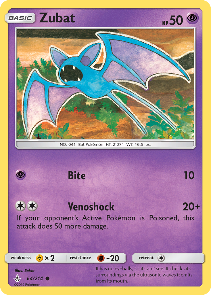 Zubat - 64/214 - Unbroken Bonds SM10 - Common