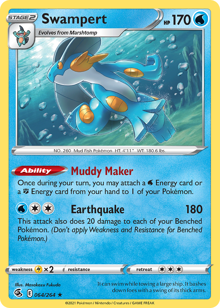 Swampert - 64/264 - Fusion Strike SWSH8 - Rare Holo
