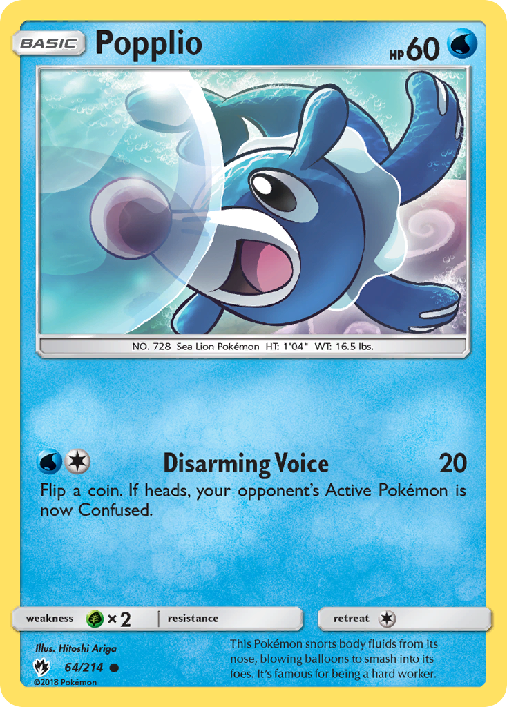 Popplio - 64/214 - Lost Thunder SM8 - Common