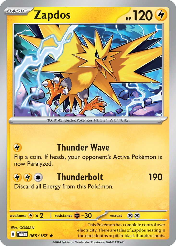 Zapdos - 65/167 - Twilight Masquerade SV6 - Rare