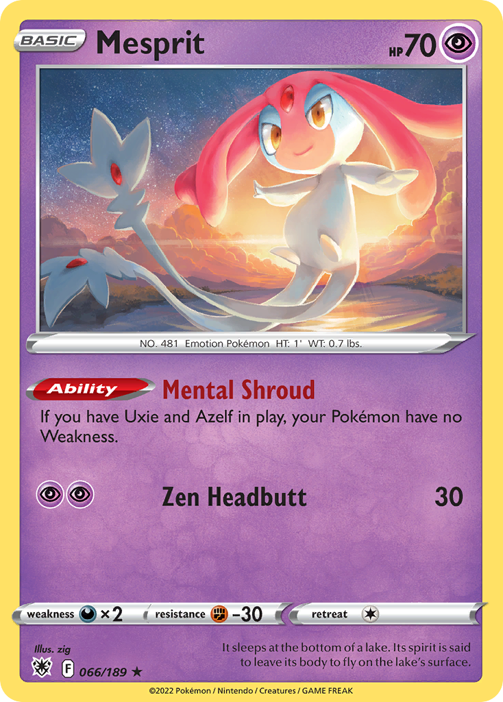 Mesprit - 66/189 - Astral Radiance SWSH10 - Rare Holo