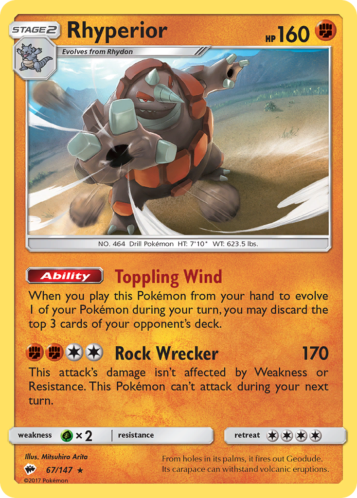 Rhyperior - 67/147 - Burning Shadows SM3 - Rare Holo