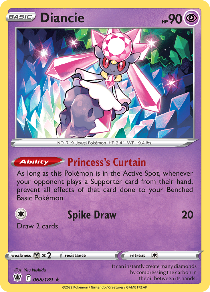 Diancie - 68/189 - Astral Radiance SWSH10 - Rare Holo