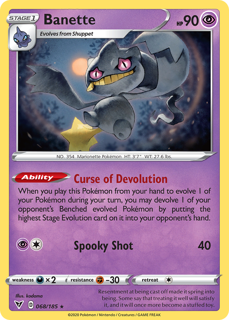 Banette - 68/185 - Vivid Voltage SWSH4 - Rare