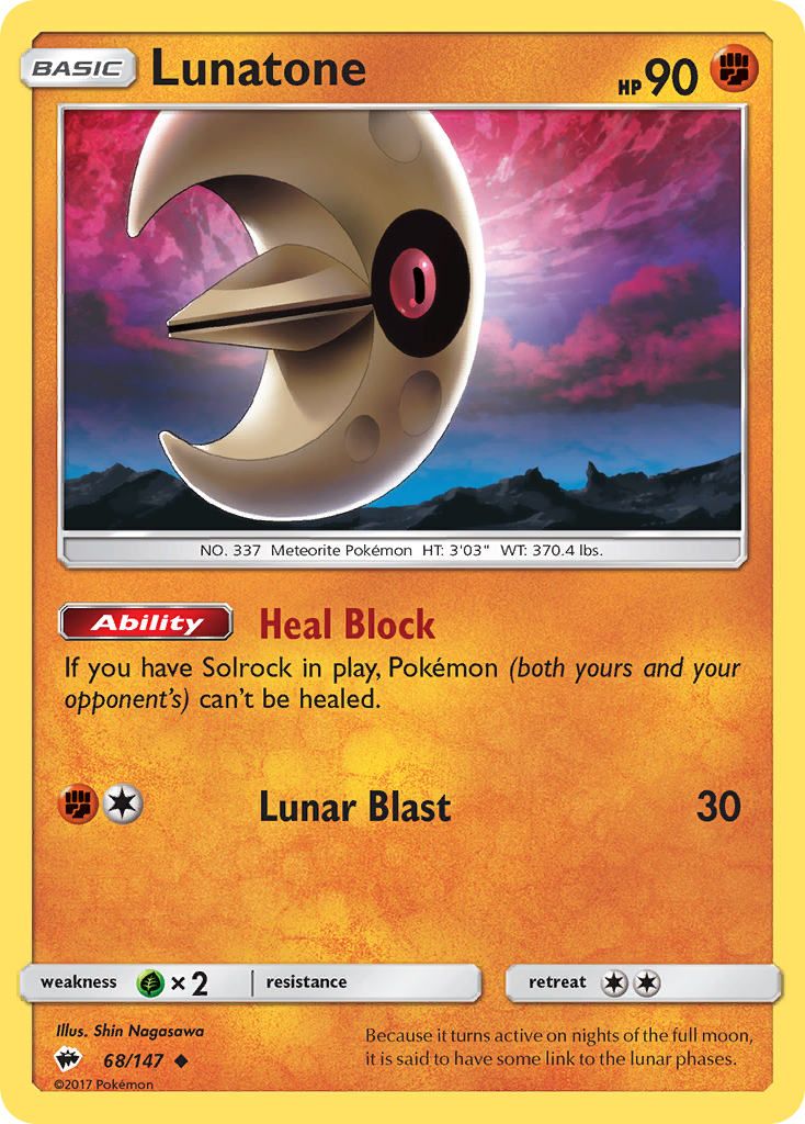 Lunatone - 68/147 - Burning Shadows SM3 - Uncommon