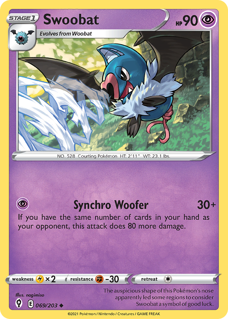 Swoobat - 69/203 - Evolving Skies SWSH7 - Uncommon