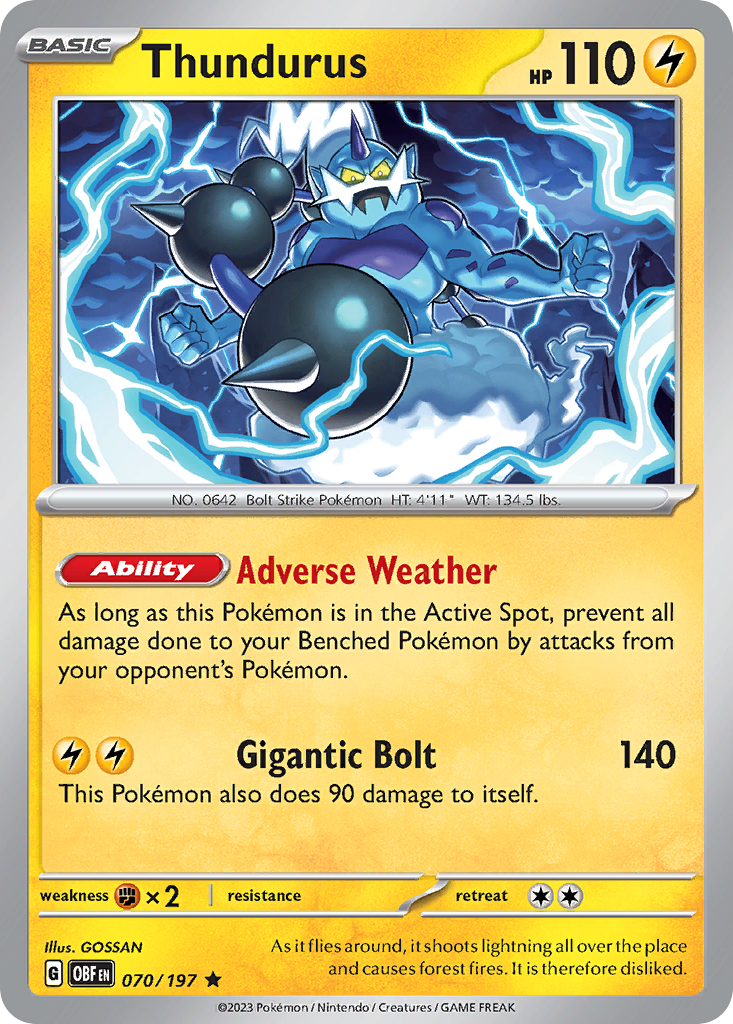 Thundurus - 70/197 - Obsidian Flames SV3 - Rare