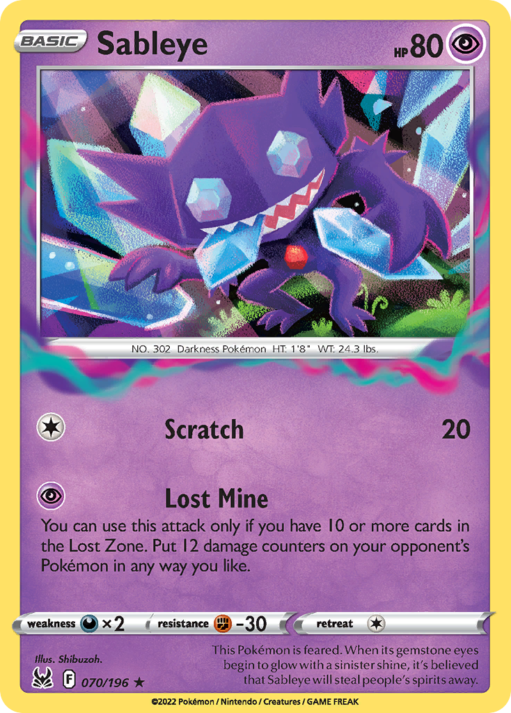 Sableye - 70/196 - Lost Origin SWSH11 - Rare Holo