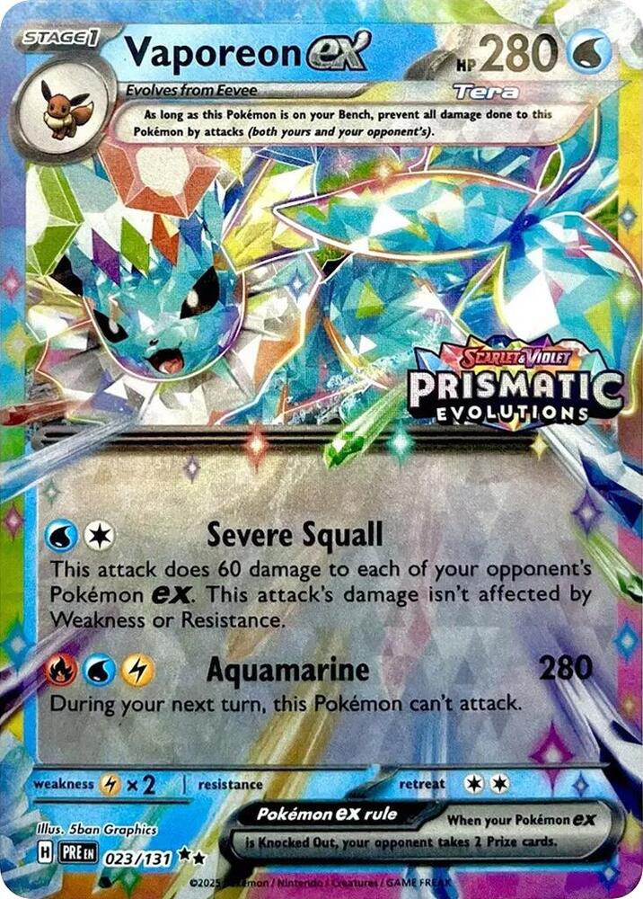 Vaporeon ex - 23/131 - (Prismatic Evolutions Stamp) SV8PT5 - Double Rare