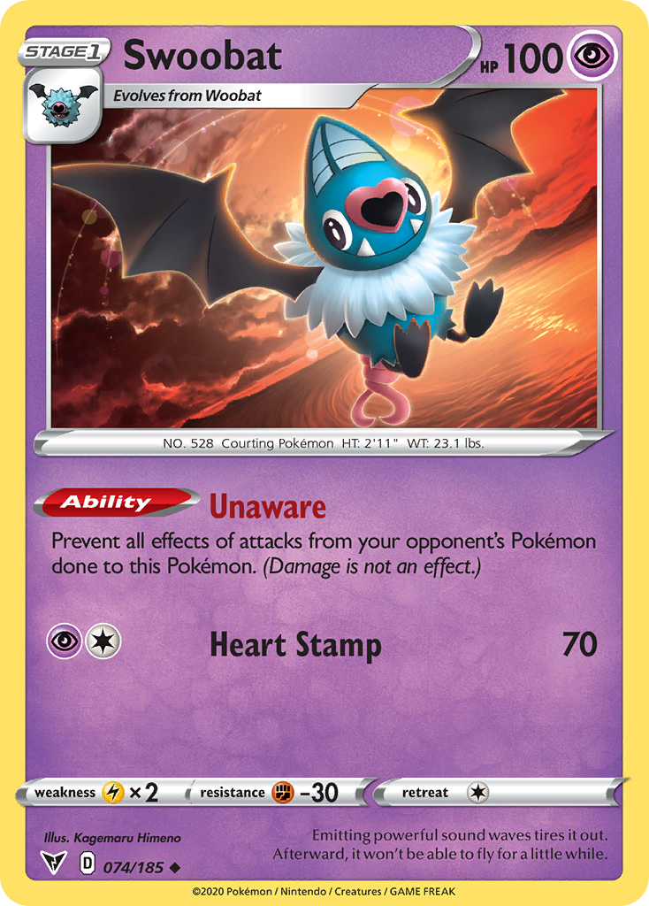 Swoobat - 74/185 - Vivid Voltage SWSH4 - Uncommon