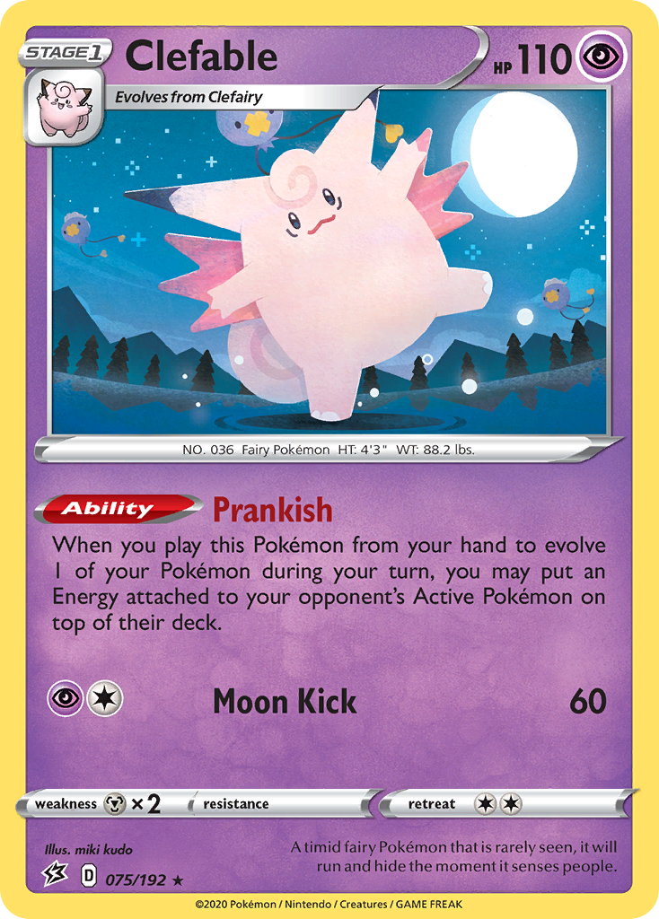Clefable - 75/192 - Rebel Clash SWSH2 - Rare Holo