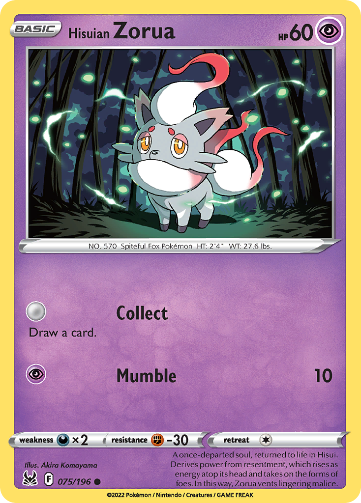 Hisuian Zorua - 75/196 - Lost Origin SWSH11 - Common