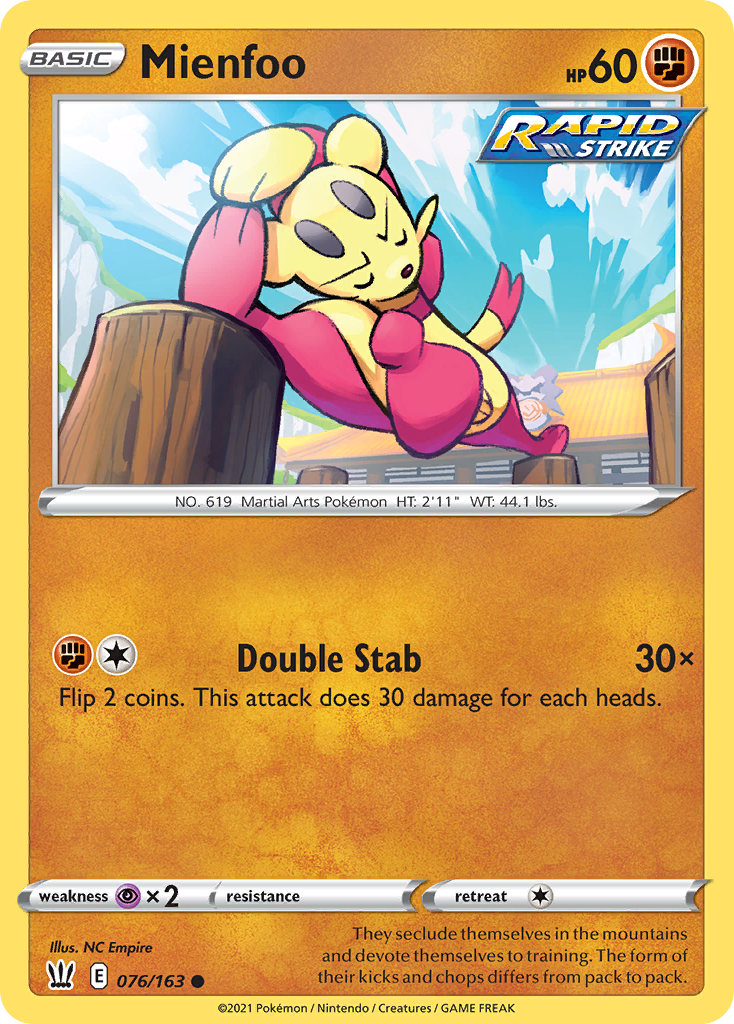Mienfoo - 76/163 - Battle Styles SWSH5 - Common