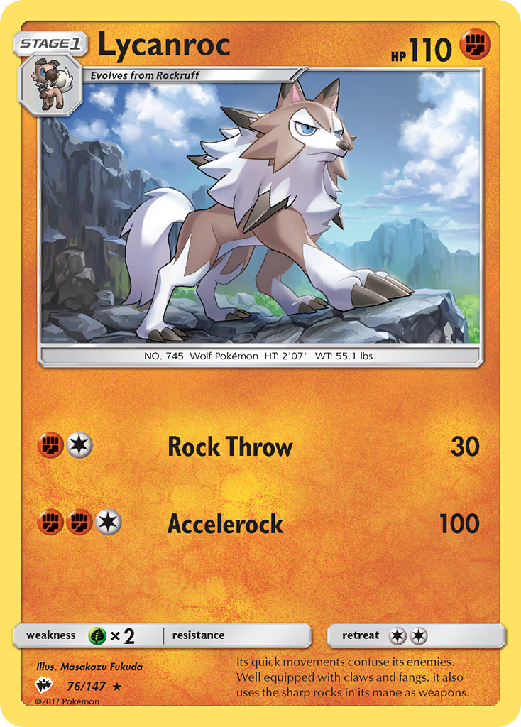 Lycanroc - 76/147 - Burning Shadows SM3 - Rare