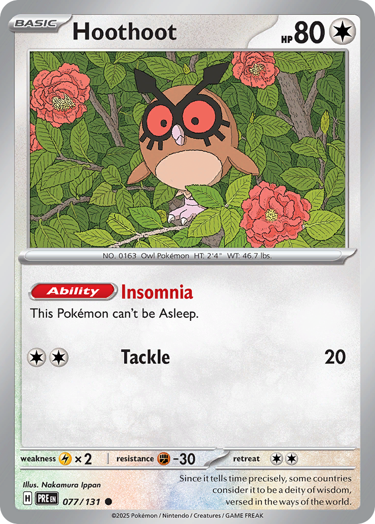 Carta Pokémon Hoothoot de Prismatic Evolutions #77