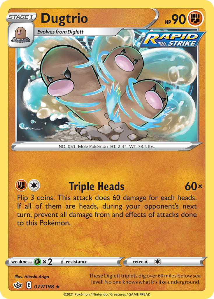 Dugtrio - 77/198 - Chilling Reign SWSH6 - Rare