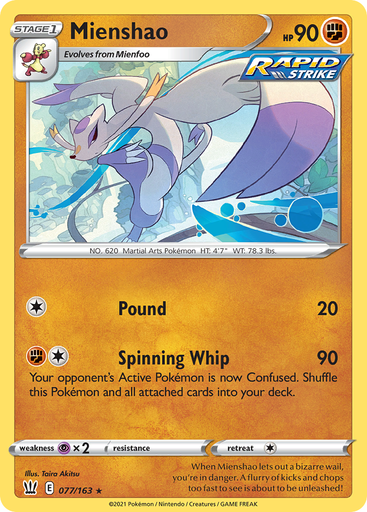 Mienshao - 77/163 - Battle Styles SWSH5 - Rare
