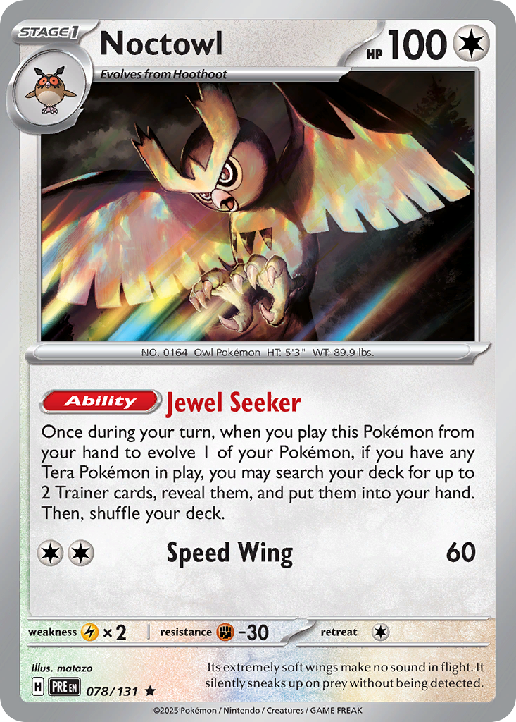 Carta Pokémon Noctowl de Prismatic Evolutions #78