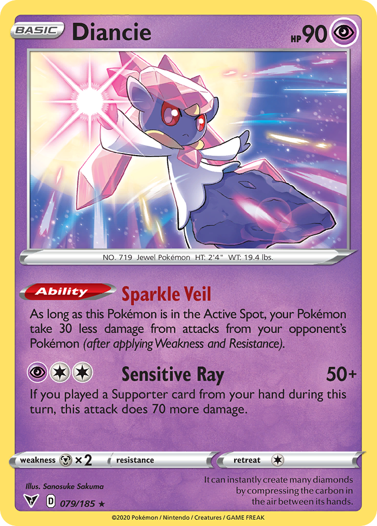 Diancie - 79/185 - Vivid Voltage SWSH4 - Rare Holo