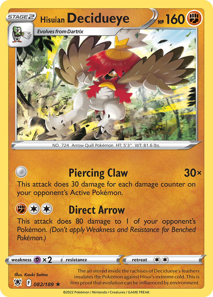 Hisuian Decidueye - 82/189 - Astral Radiance SWSH10 - Rare Holo