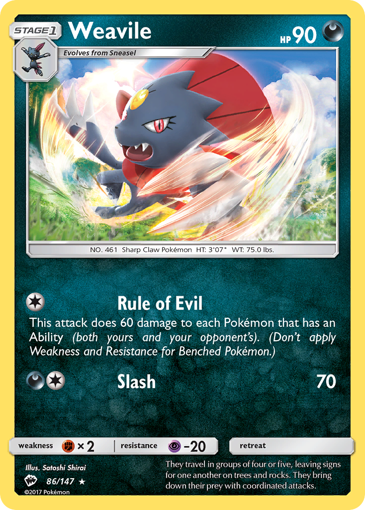 Weavile - 86/147 - Burning Shadows SM3 - Rare